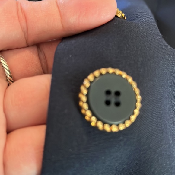 ATELIER Size 12 Navy Blue Stretch Blazer Lined
4 Gold Trimmed Buttons Career - Picture 12 of 16